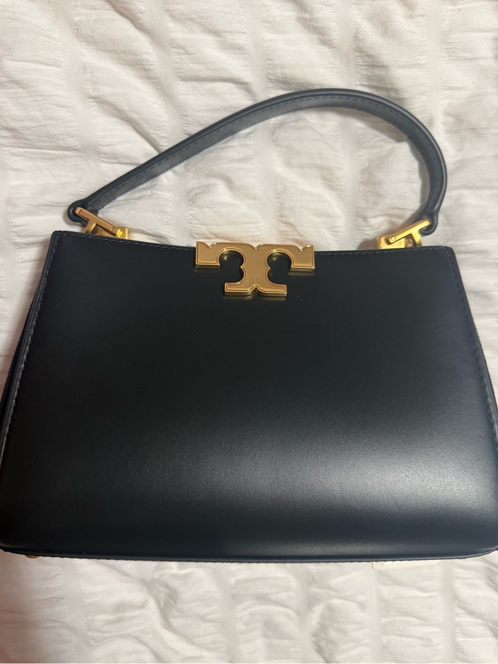 Tory Burch Mini Eleanor Satchel Black Leather Top Handle Handbag
